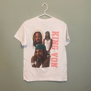 King Von Unisex Rap Hip-hop Cotton Short Sleeve Graphic T-shirt White Medium